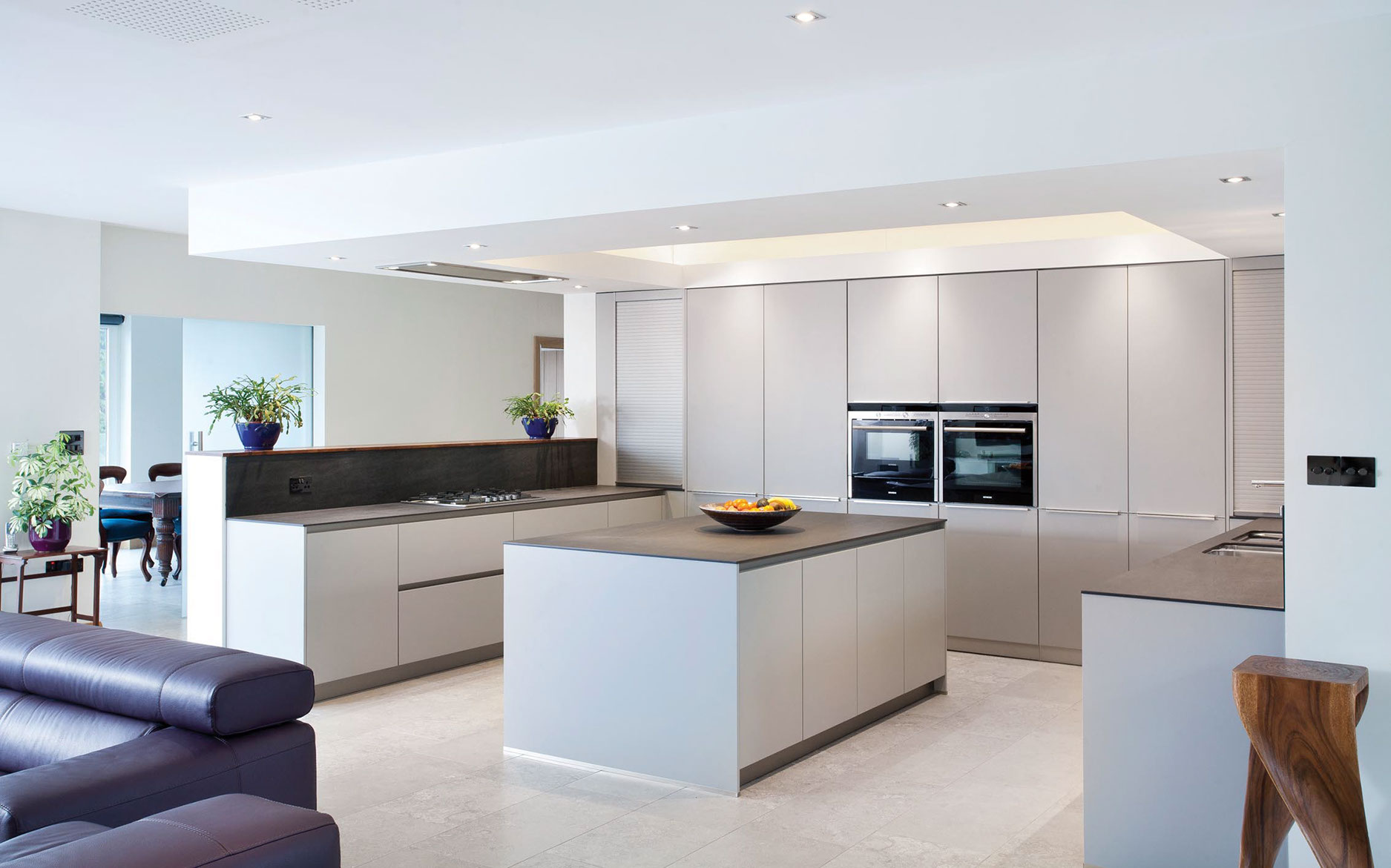 Grey contemporary German kitchen with matt lacquered doors